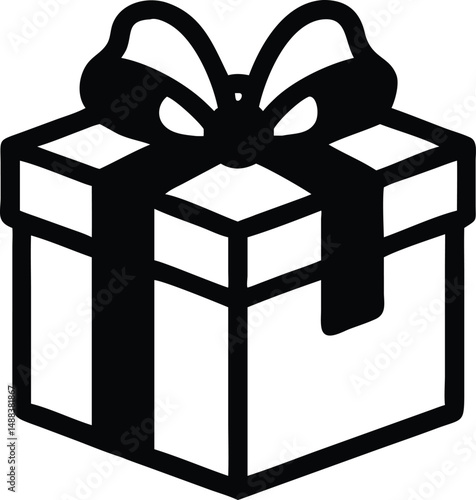 Elegant silhouette of a gift box with a red bow cinematic presentation vector
