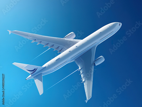 Modern Airplane Flying in Clear Blue Sky