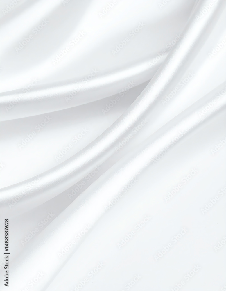 Fototapeta premium Soft white fabric elegantly drapes, showcasing smooth curves and gentle textures, evoking a sense of simplicity and sophistication