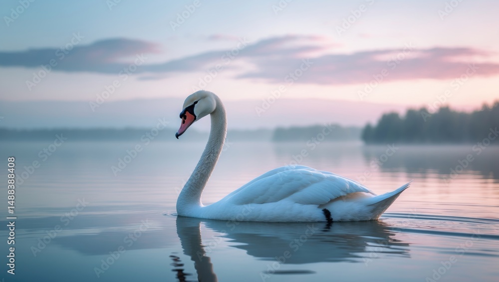 Obraz premium Lake water with a swan in a nature series