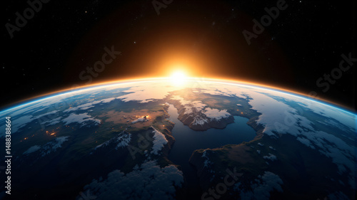 Sunrise Over Earth from Space
