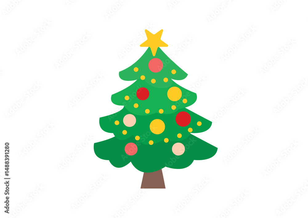 Fototapeta premium christmas tree evergreen pine fir vector emoji illustration symbol sign icon xmas 