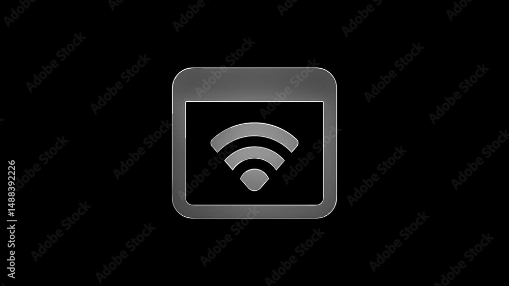 Neon wifi sign icon glowing neon blue color animation black background Neon wifi sign icon glowing neon blue color animation black background