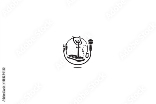 exercise instument  silhouette with a simple, understated design set against a white background