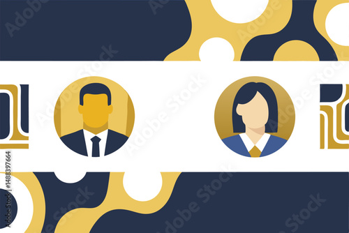 Modern business professionals in abstract design with transparency for versatile applications