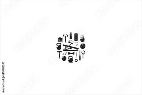 exercise instument  silhouette with a simple, understated design set against a white background