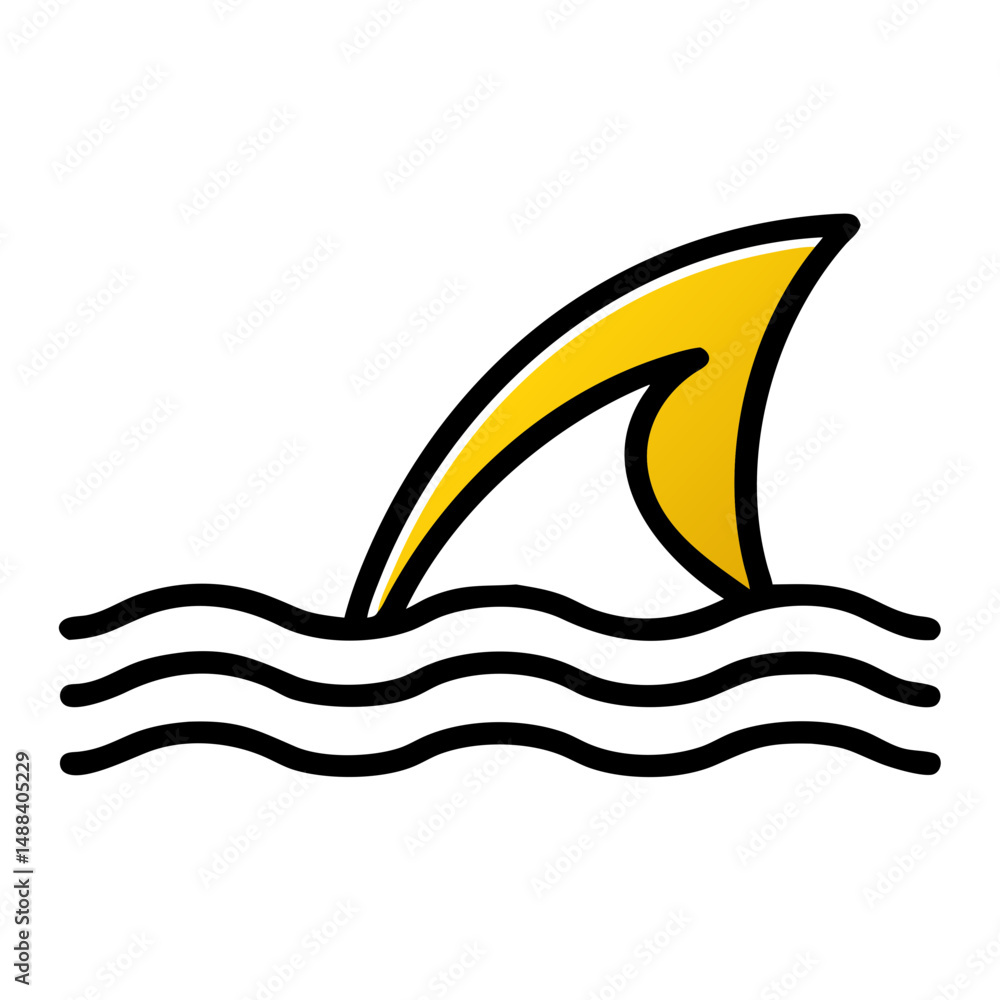 Naklejka premium Minimalist Clean Shark Fin Icon Vector Design.
