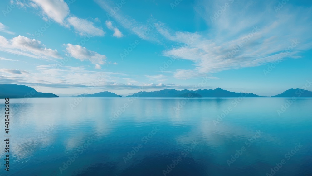 Reflection of Blue Sky in the Ocean, Islands Reflection of Blue Sky in the Ocean, Islands