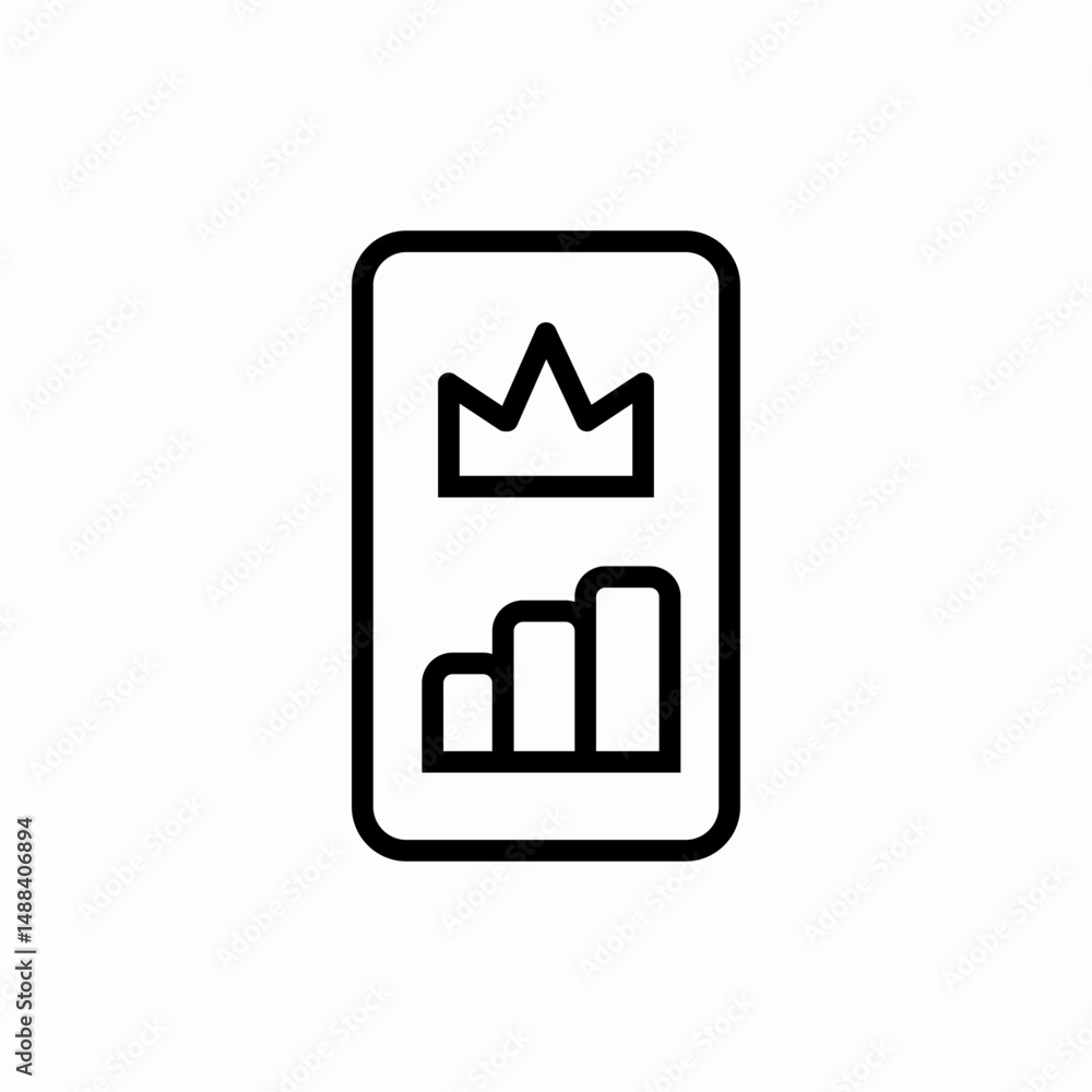 Crown chart statistics royal icon vector sign Crown chart statistics royal icon vector sign