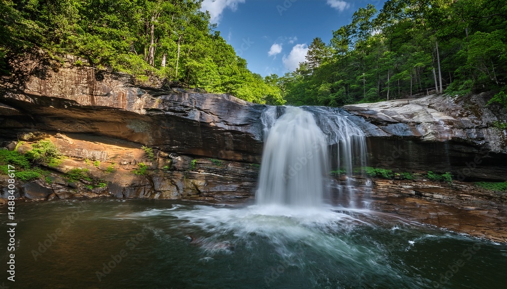 Fototapeta premium slate rock waterfall hickory nut falls in chimney rock north carolina