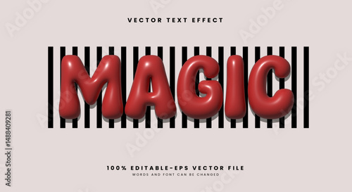 Red Inflated Glossy Magic editable text effect template suitable for Cartoon Style