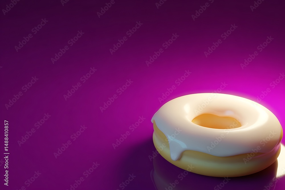 Donut on purple backdrop sweet indulgence Donut on purple backdrop sweet indulgence