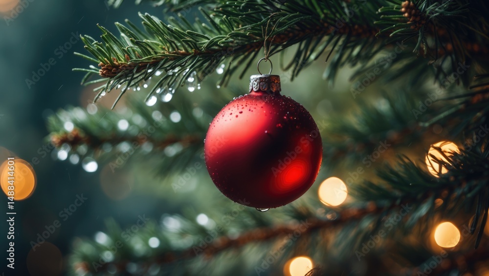 Obraz premium Zoomed-in image of Christmas tree