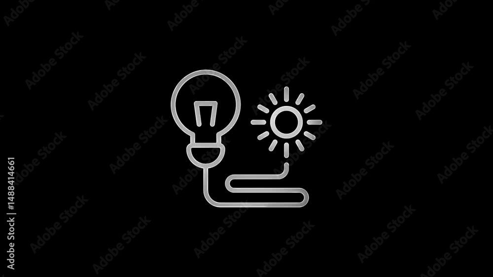 Neon Light Bulb symbol isolated icon animation and black background Neon Light Bulb symbol isolated icon animation and black background