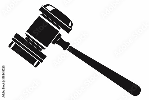 judges hammer silhouette line art vector illustration with a white background