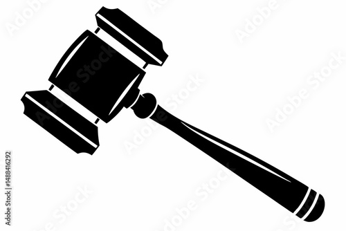 judges hammer silhouette line art vector illustration with a white background