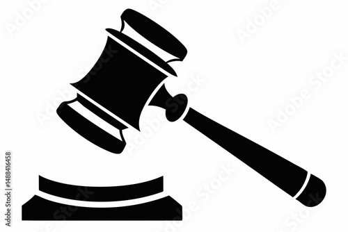 judges hammer silhouette line art vector illustration with a white background