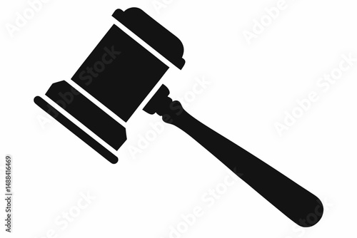 judges hammer silhouette line art vector illustration with a white background