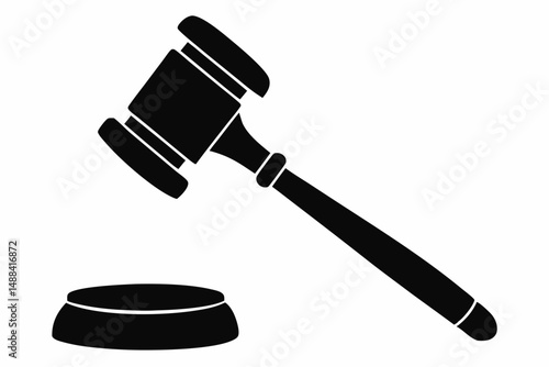 judges hammer silhouette line art vector illustration with a white background