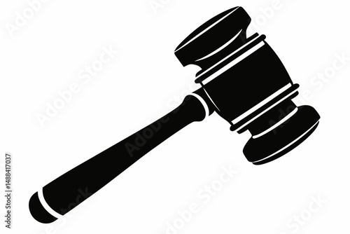 judges hammer silhouette line art vector illustration with a white background