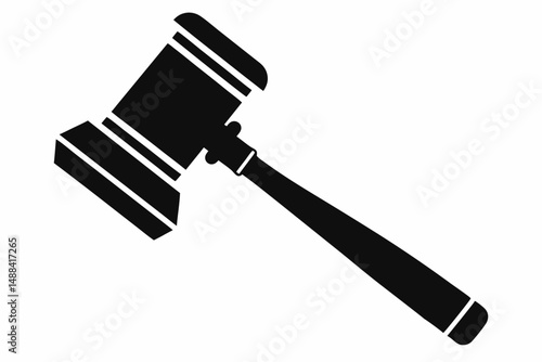 judges hammer silhouette line art vector illustration with a white background