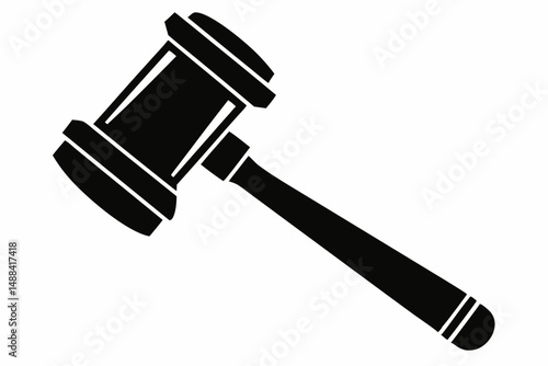 judges hammer silhouette line art vector illustration with a white background