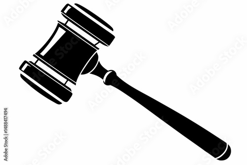 judges hammer silhouette line art vector illustration with a white background