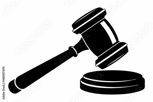 judges hammer silhouette line art vector illustration with a white background