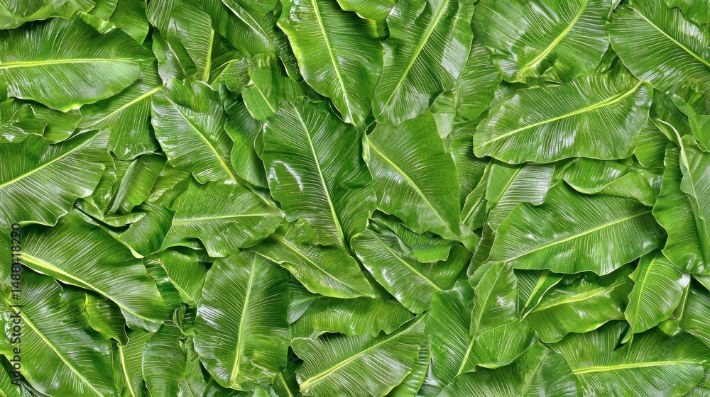 Fototapeta premium Lush green leaves densely covering a surface.