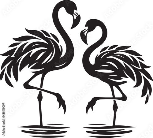 Flamingo high quality silhouette black vector