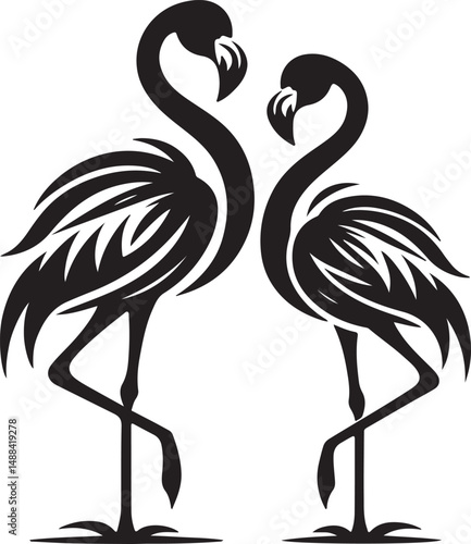 Flamingo high quality silhouette black vector