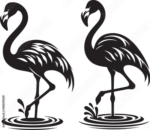 Flamingo high quality silhouette black vector