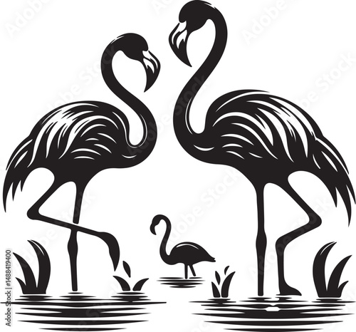 Flamingo high quality silhouette black vector