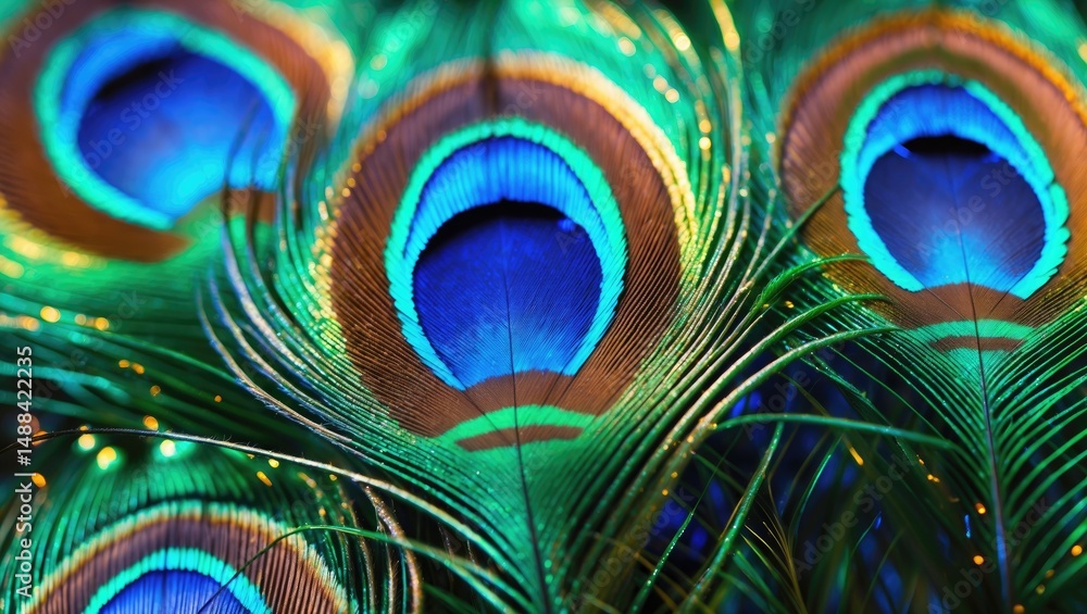 Naklejka premium Close-up of macro peacock feathers