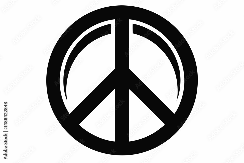 peace symbol silhouette line art vector illustration with a white background peace symbol silhouette line art vector illustration with a white background