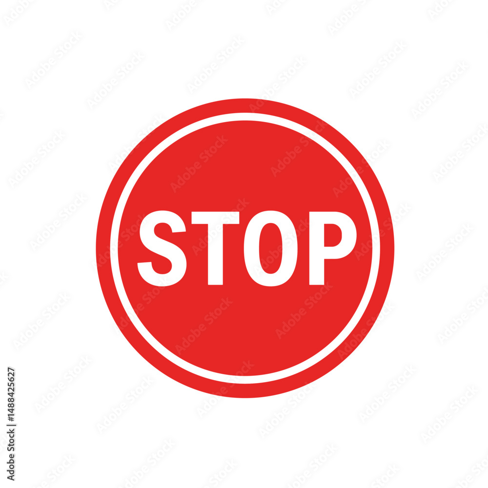 Set of Stop street icon collection. Stop hand sign with text. Red stop sign. Vector Illustration. Set of Stop street icon collection. Stop hand sign with text. Red stop sign. Vector Illustration.