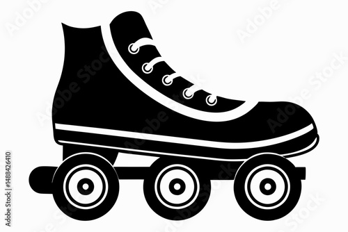 roller skates silhouette line art vector illustration with a white background