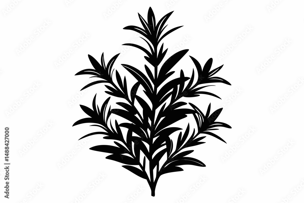 Fototapeta premium rosemary silhouette line art vector illustration with a white background