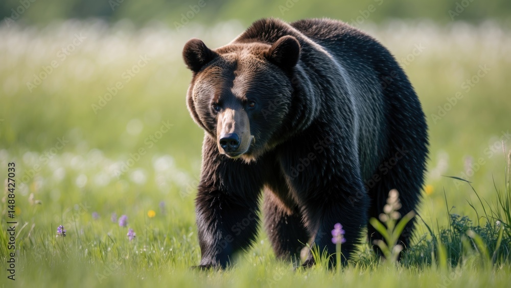 A field with a black bear A field with a black bear