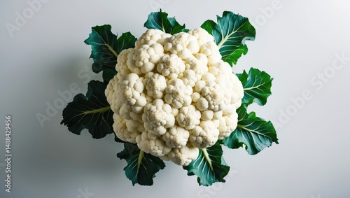 Cauliflower Seen from Above, Isolated on Background photo
