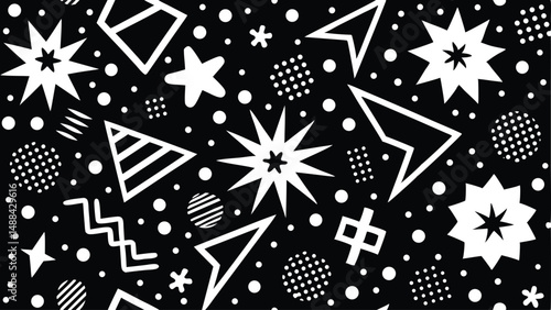 Memphis Style Retro Vector Pattern Playful Set