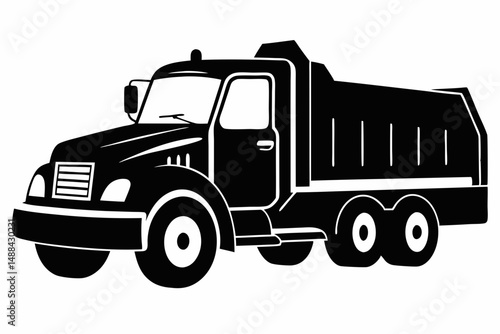 snow plow truck silhouette line art vector illustration with a white background