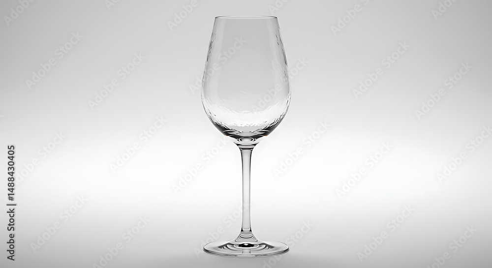 Fototapeta premium Empty Wine Glass Clear Textured Glass Elegant Stemmed Design for Barware and Dining Studio Render