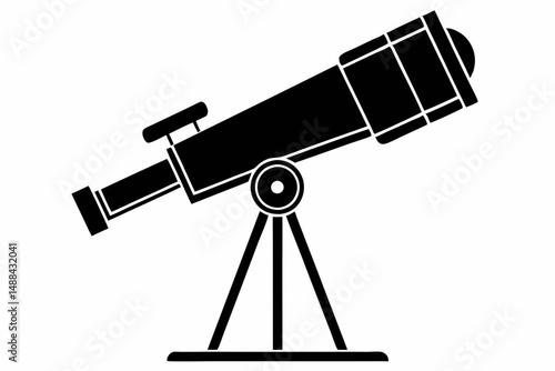 telescope icon silhouette line art vector illustration with a white background