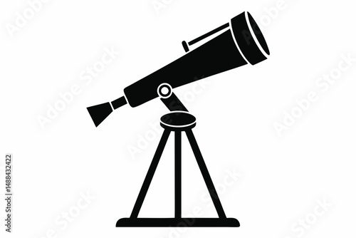 telescope icon silhouette line art vector illustration with a white background