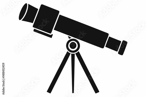 telescope icon silhouette line art vector illustration with a white background