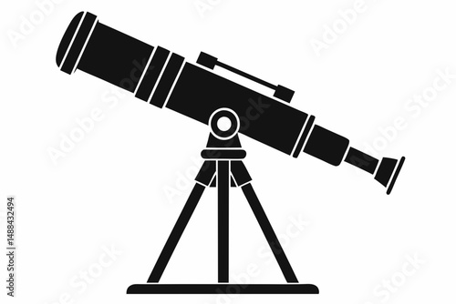 telescope icon silhouette line art vector illustration with a white background
