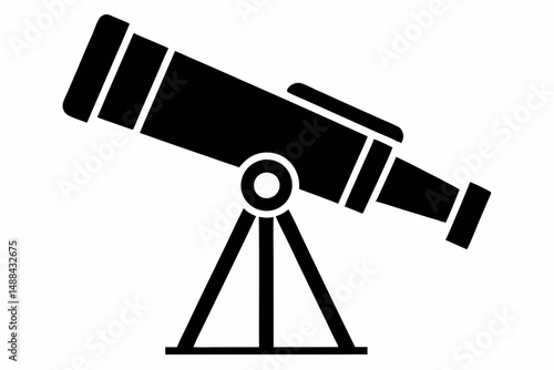 telescope icon silhouette line art vector illustration with a white background