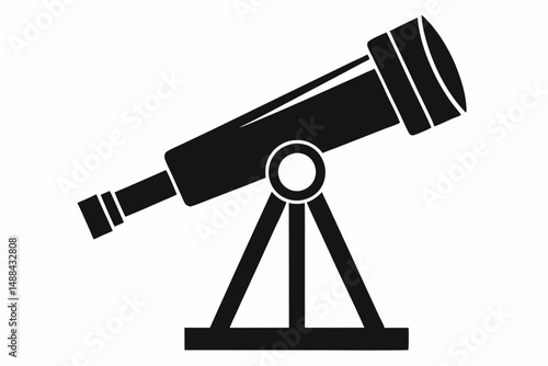 telescope icon silhouette line art vector illustration with a white background