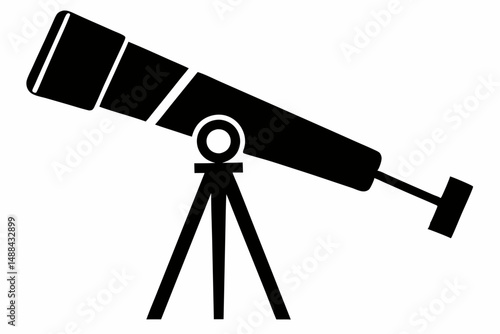 telescope icon silhouette line art vector illustration with a white background